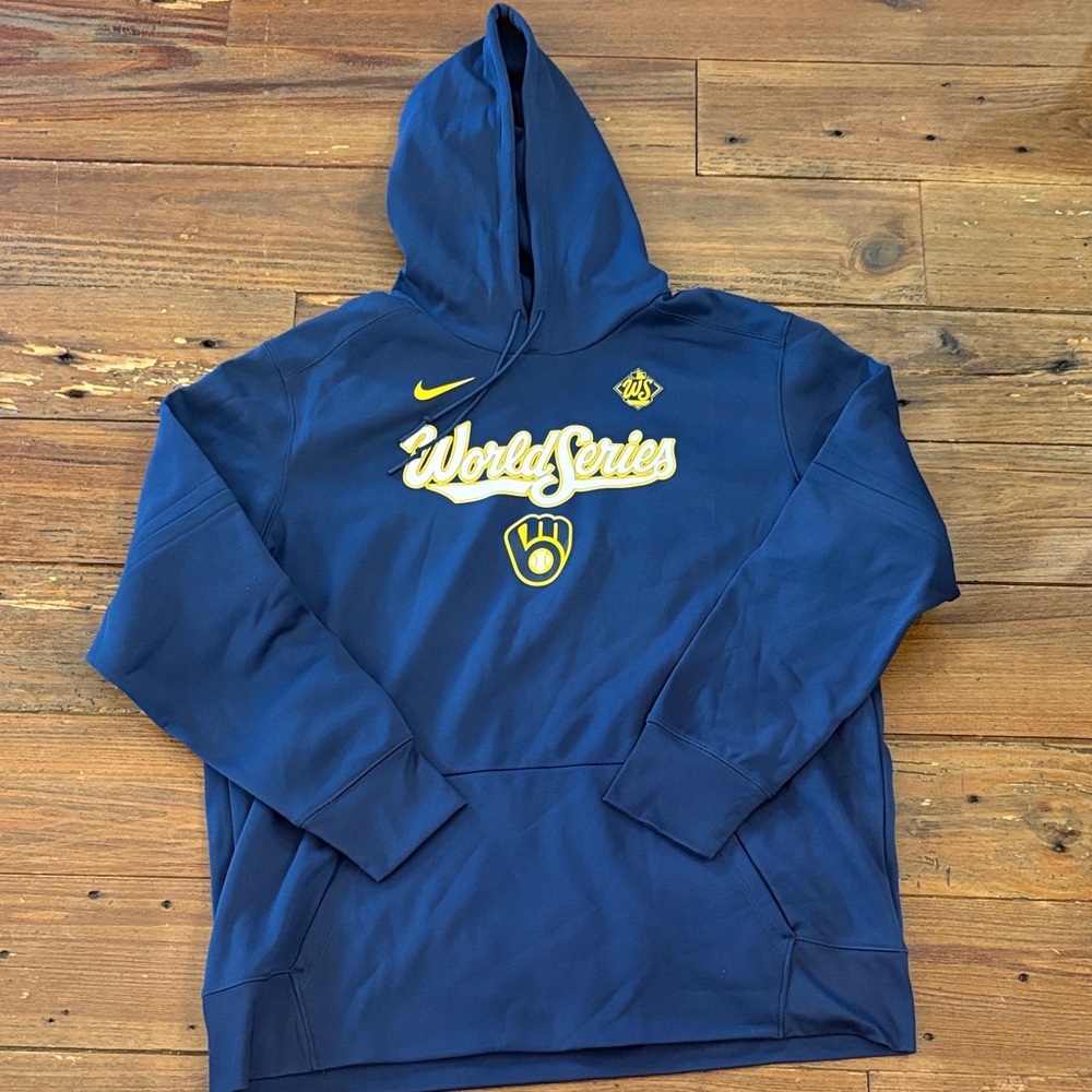 Nike Navy Blue World Series Hoodie with Yellow Accents